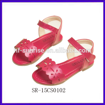 SR-15CS0102 rose red sandals little girls latest fashion girls sandals new girls flat sandals design